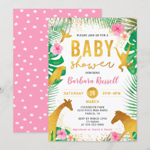 Roze Oerwouden Safari Girl Baby shower Kaart
