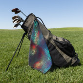 Roze of aluminiumfolie onder blauw en rood plastic golfhanddoek (Groen)