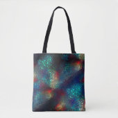 Roze of aluminiumfolie onder blauw en rood plastic tote bag (Voorkant)