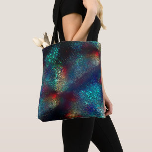 Roze of aluminiumfolie onder blauw en rood plastic tote bag