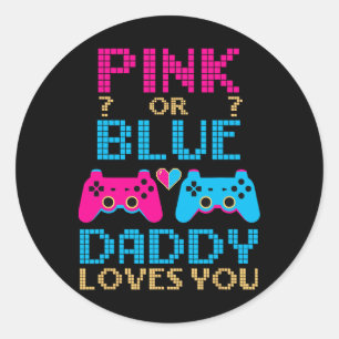 Roze Of Blau Geslacht Reveal Videogame Vader Gamer Ronde Sticker