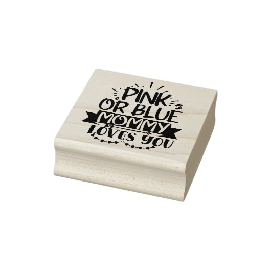 Roze of Blau Mama houdt van Jou Rubberstempel (Stempel)
