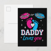 Roze of Blau, Papa houdt van Jou Aankondigingskaart (Voorkant / Achterkant)