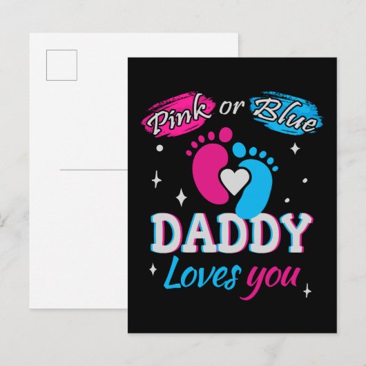 Roze of Blau, Papa houdt van Jou Aankondigingskaart (Voorkant / Achterkant)