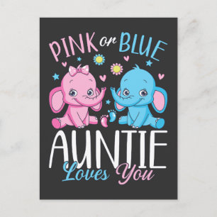 Roze Of Blau Tante Houdt Van Olifant Baby Briefkaart