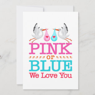 Roze of Blau We Love You Geslacht Reveal Ooievaar Feestdagenkaart