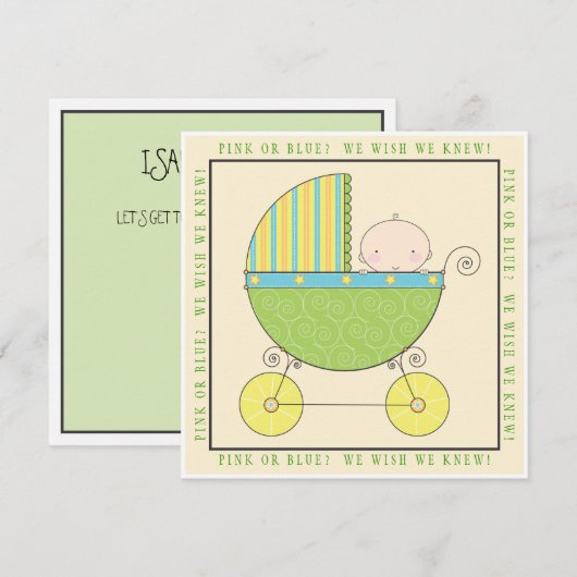 Roze of Blauw? Baby in neutraal Baby shower Kaart (Voorkant / Achterkant)