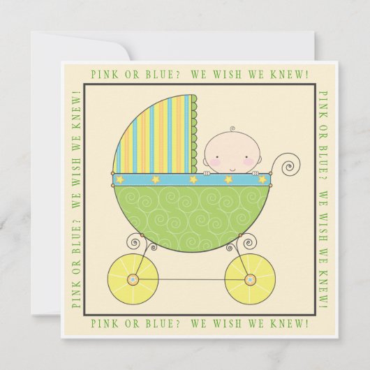 Roze of Blauw? Baby in neutraal Baby shower Kaart (Voorkant)