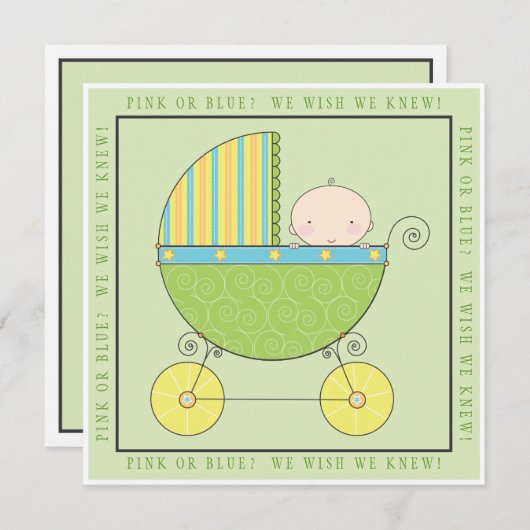 Roze of Blauw? Baby in neutraal Baby shower Kaart (Voorkant / Achterkant)