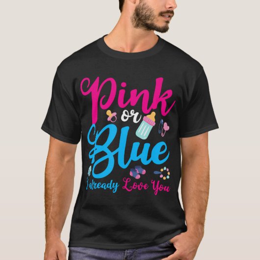 Roze of blauw die ik al van je hou t-shirt (Voorkant)