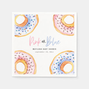 Roze of blauw donut baby shower papier bord servet