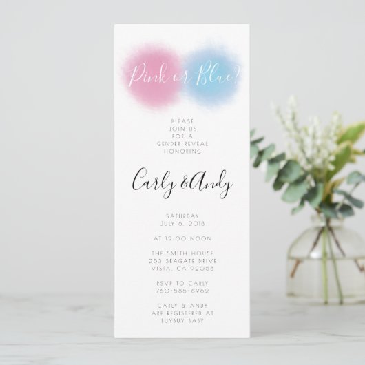 Roze of Blauw Gender onthullen Smoke Bomb Balloon  Kaart (Staand voorkant)