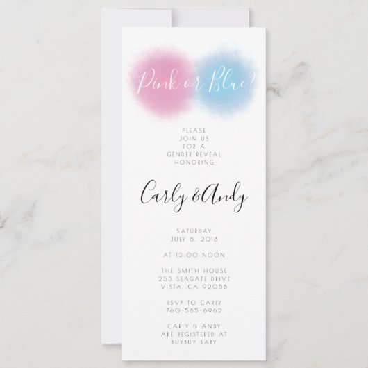 Roze of Blauw Gender onthullen Smoke Bomb Balloon  Kaart (Voorkant)