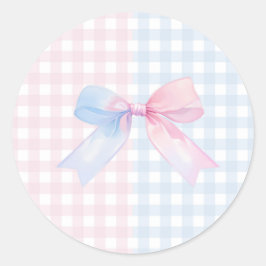 Roze of blauw gender onthult baby shower ronde sticker