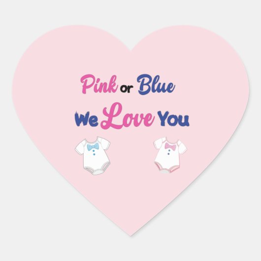 Roze of Blauw Geslacht Hart Sticker (Voorkant)
