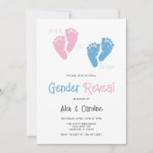 Roze of Blauw Geslacht Onthullen Party Baby Feet M Kaart (Voorkant)