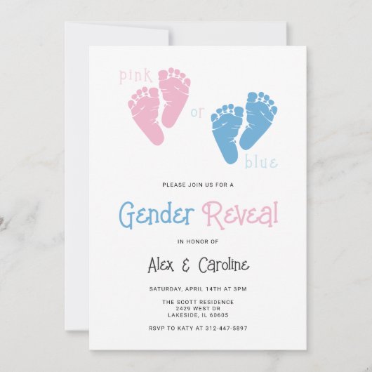 Roze of Blauw Geslacht Onthullen Party Baby Feet M Kaart (Voorkant)