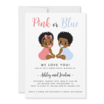 Roze of Blauw Geslacht Onthullen Uitnodiging Zwart