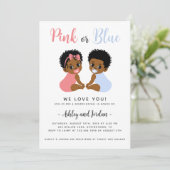 Roze of Blauw Geslacht Onthullen Uitnodiging Zwart (Staand voorkant)