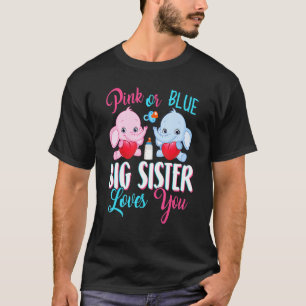 Roze of Blauw Grote Zus Loves You Olifanten Baby G T-shirt