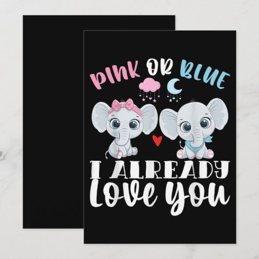 Roze of blauw ik ben al dol op je gender onthullin kaart (Voorkant / Achterkant)