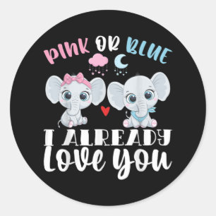 Roze of blauw ik ben al dol op je gender onthullin ronde sticker