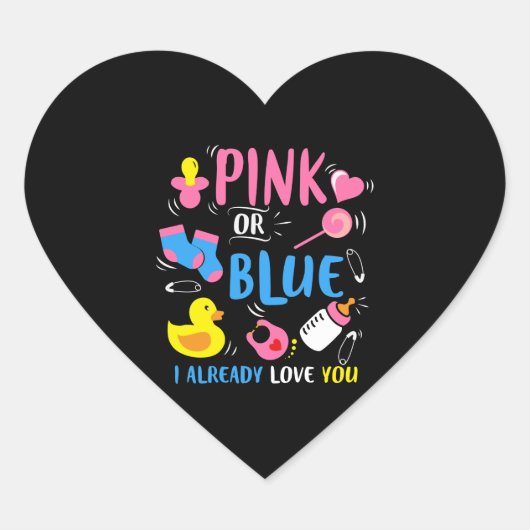 Roze of blauw Ik hou al van je Hart Sticker (Voorkant)