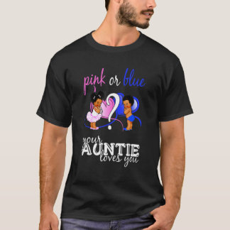 Roze of blauw je tante houdt van je geslacht t-shirt
