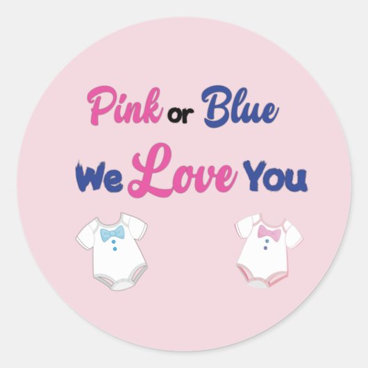 Roze of Blauw met Layette Bodysuit-pakken Ronde Sticker (Voorkant)