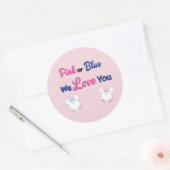 Roze of Blauw met Layette Bodysuit-pakken Ronde Sticker (Envelop)