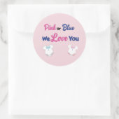 Roze of Blauw met Layette Bodysuit-pakken Ronde Sticker (Tas)