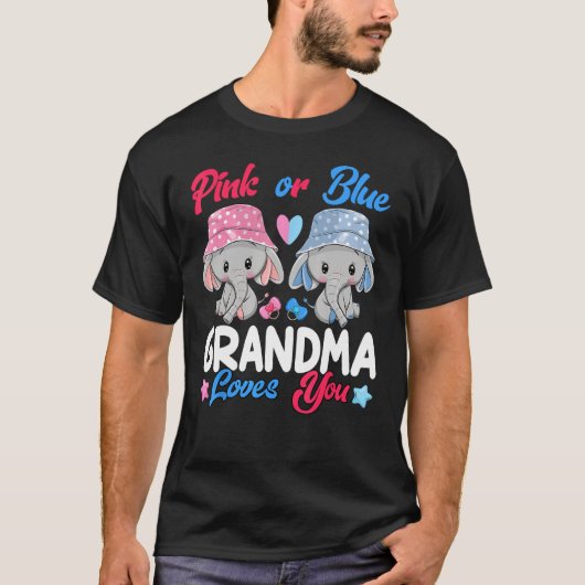 Roze of blauw Oma Loves You Elephants Baby Gend T-shirt (Voorkant)