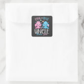 roze of blauw oom houdt van je olifant Baby Vierkante Sticker (Tas)