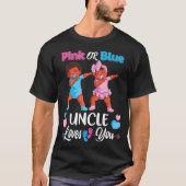 roze of blauw oom houdt van je zwart Baby geslacht T-shirt (Voorkant)