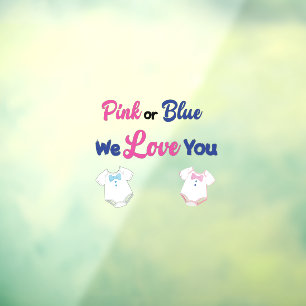 Roze of blauw op zwart geslacht onthullen raamsticker
