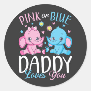 Roze of Blauw Papa houdt van je olifant Baby Ronde Sticker