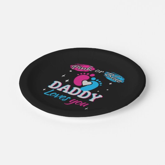 Roze of blauw, papa houdt van je papieren bordje (Gekanteld)