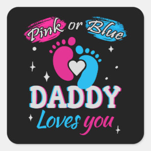 Roze of blauw, papa houdt van je vierkante sticker