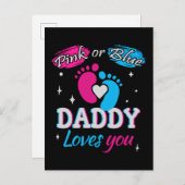 Roze of Blauw, Papa houdt van Jou Aankondigingskaart (Voorkant / Achterkant)