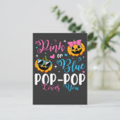 Roze of blauw Pop-Pop houdt van je pompoen Baby Briefkaart (Staand voorkant)