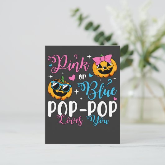 Roze of blauw Pop-Pop houdt van je pompoen Baby Briefkaart (Staand voorkant)