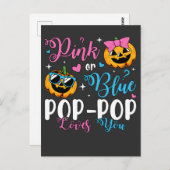 Roze of blauw Pop-Pop houdt van je pompoen Baby Briefkaart (Voorkant / Achterkant)