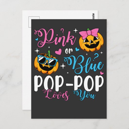 Roze of blauw Pop-Pop houdt van je pompoen Baby Briefkaart (Voorkant / Achterkant)