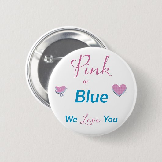 Roze of blauw ronde button 5,7 cm (Voorkant /achterkant)