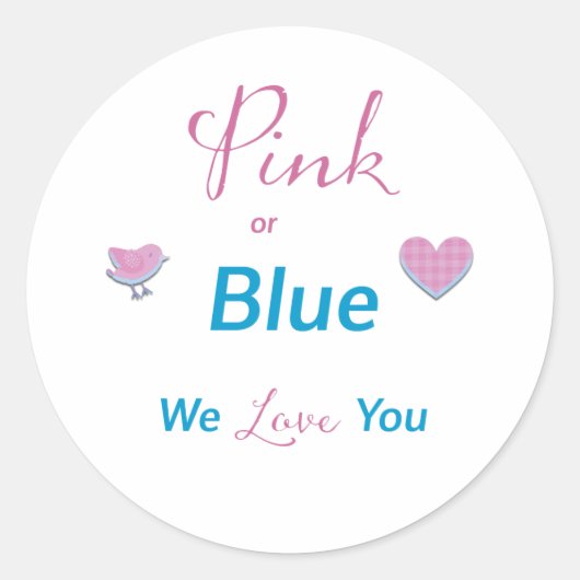 Roze of blauw ronde sticker (Voorkant)