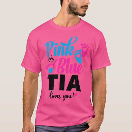 Roze of blauw Tia houdt van je Geslacht onthullen  T-shirt (Voorkant)