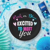 Roze of blauw Uitzonderlijk om Baby te ontmoeten o Papieren Bordje (Feest)