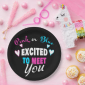 Roze of blauw Uitzonderlijk om Baby te ontmoeten o Papieren Bordje (Feest)