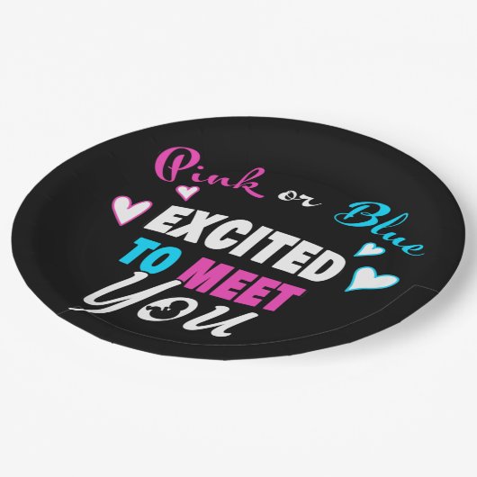 Roze of blauw Uitzonderlijk om Baby te ontmoeten o Papieren Bordje (Gekanteld)