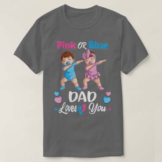 Roze of blauw vader houdt van je Baby T-shirt (Design voorkant)